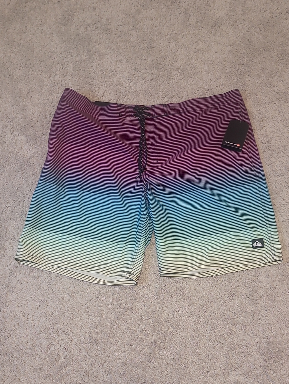Quiksilver Men's Ombre Stripe Boardshorts in Purple, Teal, Cream